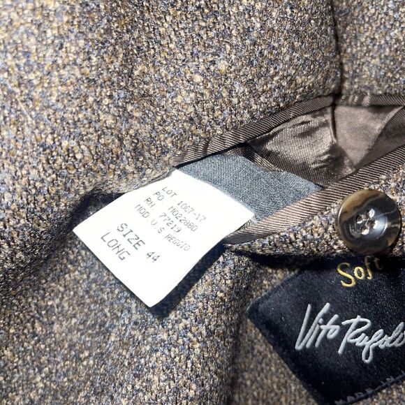 Vito Rufolo Mens Tweed Blazer Suit Jacket 44L Wool Vintage Italy Brown 3-button - Picture 10 of 10